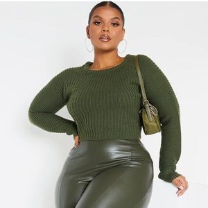 Green crop top sweater